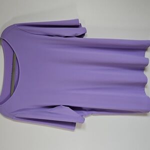 Susan Graver XL Essentials Tunic Top Short Sleeve Stretch Lavender  Minimalist